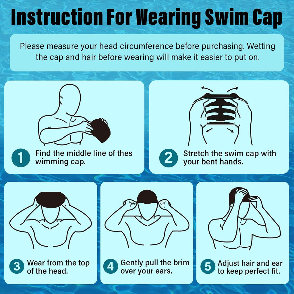 2 Pack Kids Swim Caps Age 3-8, Durable Silicone Swimming Cap with 3D Ear Pockets